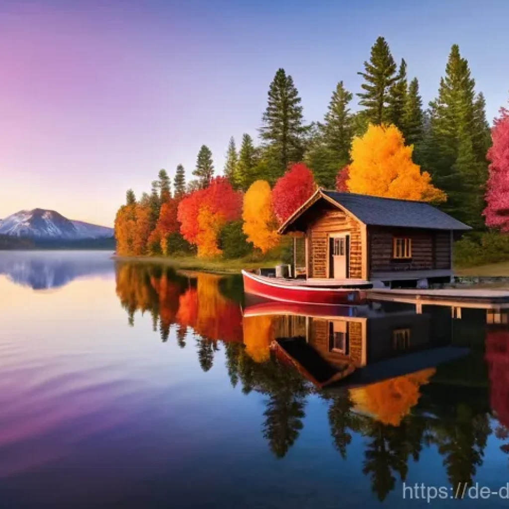 Spring Cloud Data Flow와 Apache NiFi 비교 - **Serene Autumn Lakeside Cabin:** A photorealistic, wide-angle shot of a cozy, rustic wooden cabin n...