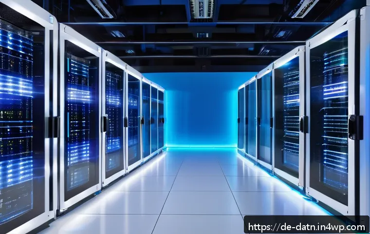빅데이터 분석 프레임워크의 확장성 평가 - A futuristic data center interior showcasing a modular architecture design for big data processing: ...