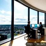 Home 23 빅데이터 분석을 위한 클라우드 플랫폼 평가 - Photorealistic modern data analytics office in Frankfurt, Germany, a diverse team of cloud engineers...