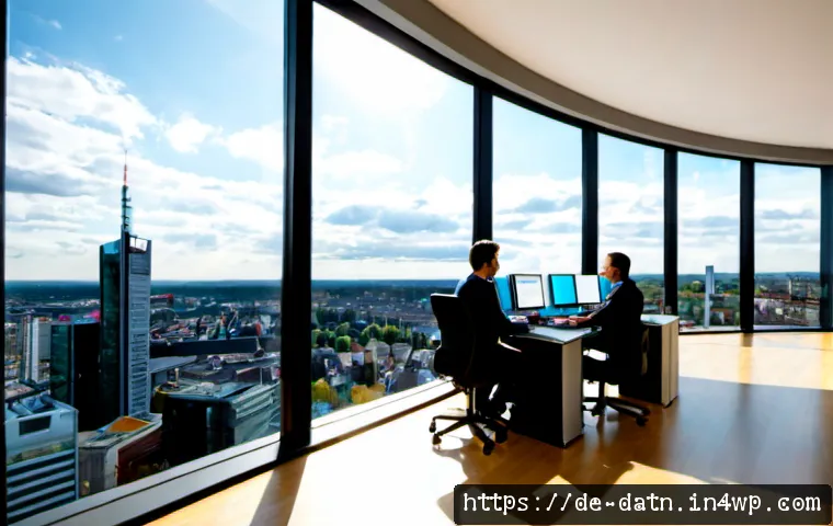 빅데이터 분석을 위한 클라우드 플랫폼 평가 - Photorealistic modern data analytics office in Frankfurt, Germany, a diverse team of cloud engineers...